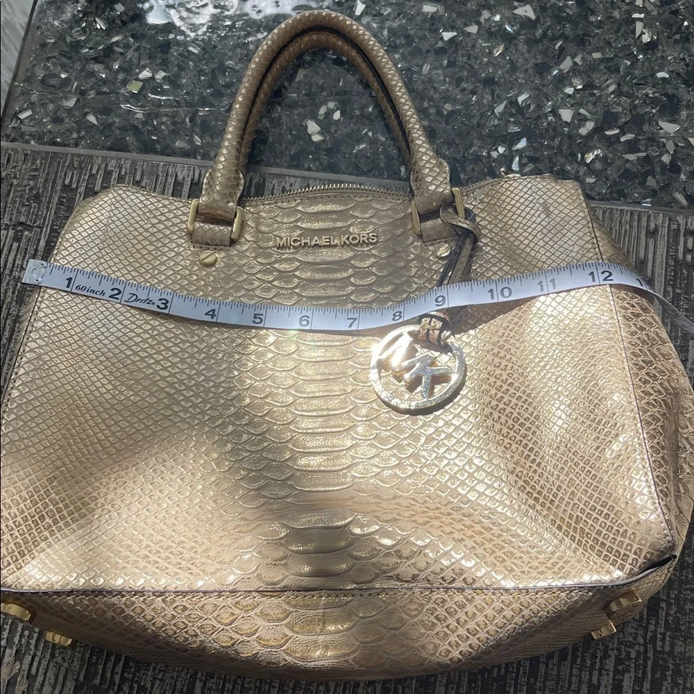 Michael Kors Gold Satchel with Signature Charm